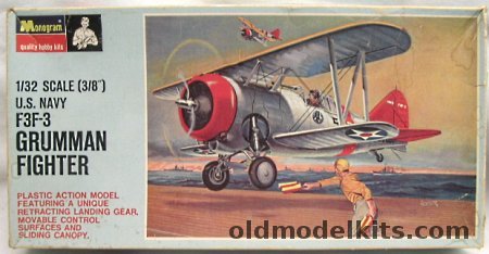 Monogram 1/32 F3F-3 Grumman Navy Fighter - (F3F3) Blue Box Issue, PA186-200 plastic model kit